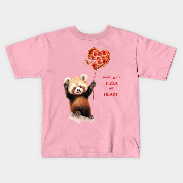 You're got a Pizza my Heart - Red Panda Kids T-Shirt by Violet77 Studio